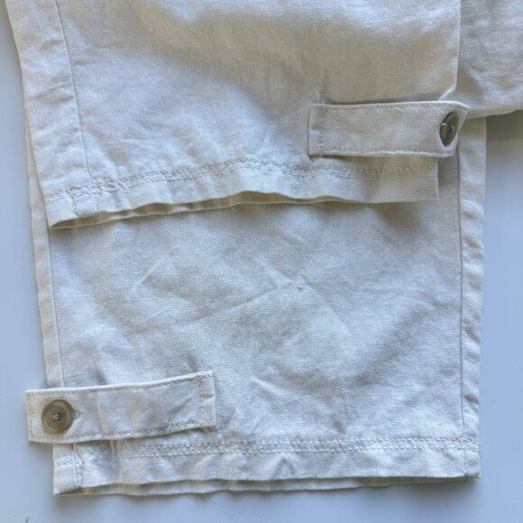 A New Day Pants Womens 14 Beige Linen Blend Straight Ankle High Rise Cargo - Picture 7 of 10